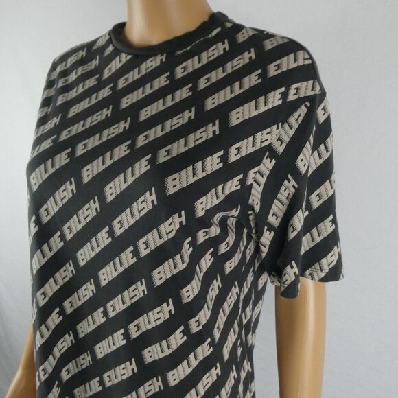 Billie Eillish for H&M Divided Band Music All Over Print Text Graphic T Shirt XS - Picture 3 of 10